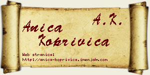 Anica Koprivica vizit kartica